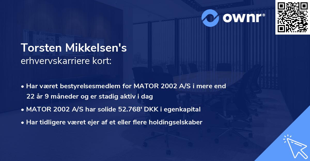 Torsten Mikkelsen's erhvervskarriere kort