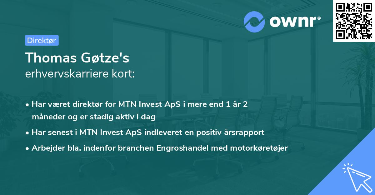 Thomas Gøtze's erhvervskarriere kort