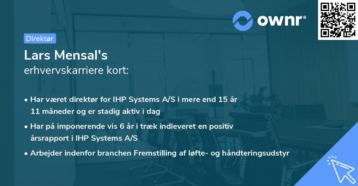 Lars Mensal's erhvervskarriere kort