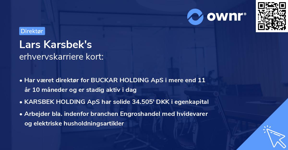 Lars Karsbek's erhvervskarriere kort
