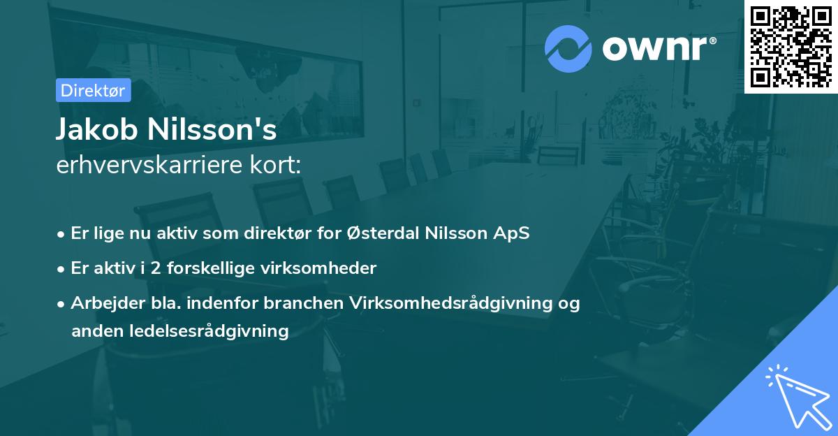 Jakob Nilsson's erhvervskarriere kort