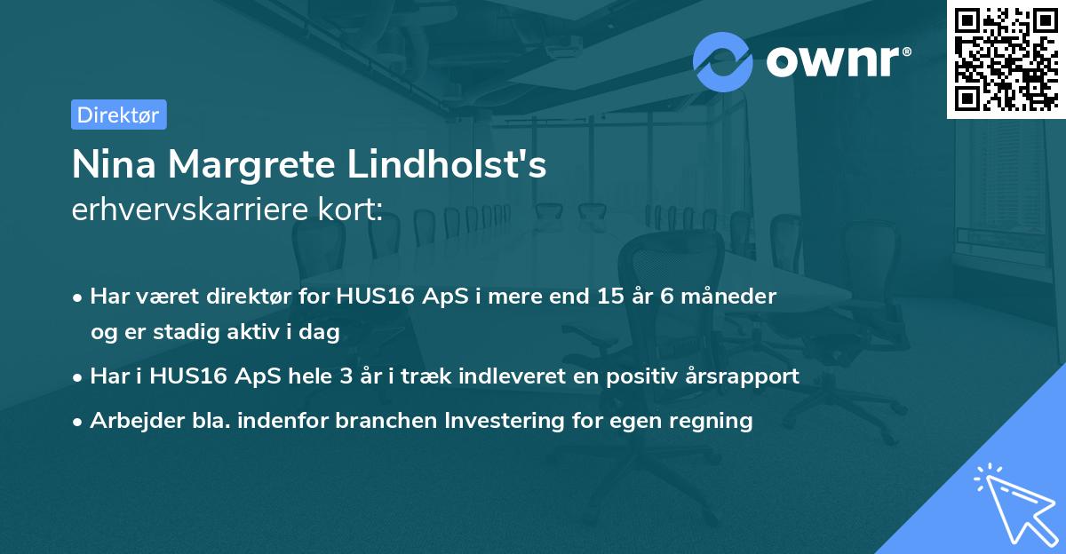 Nina Margrete Lindholst's erhvervskarriere kort
