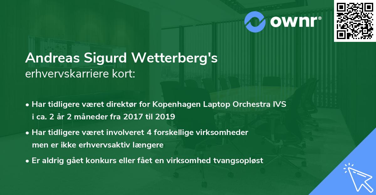 Andreas Sigurd Wetterberg's erhvervskarriere kort