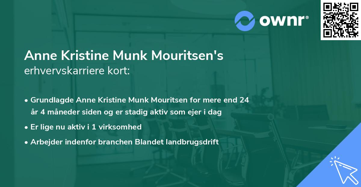 Anne Kristine Munk Mouritsen's erhvervskarriere kort