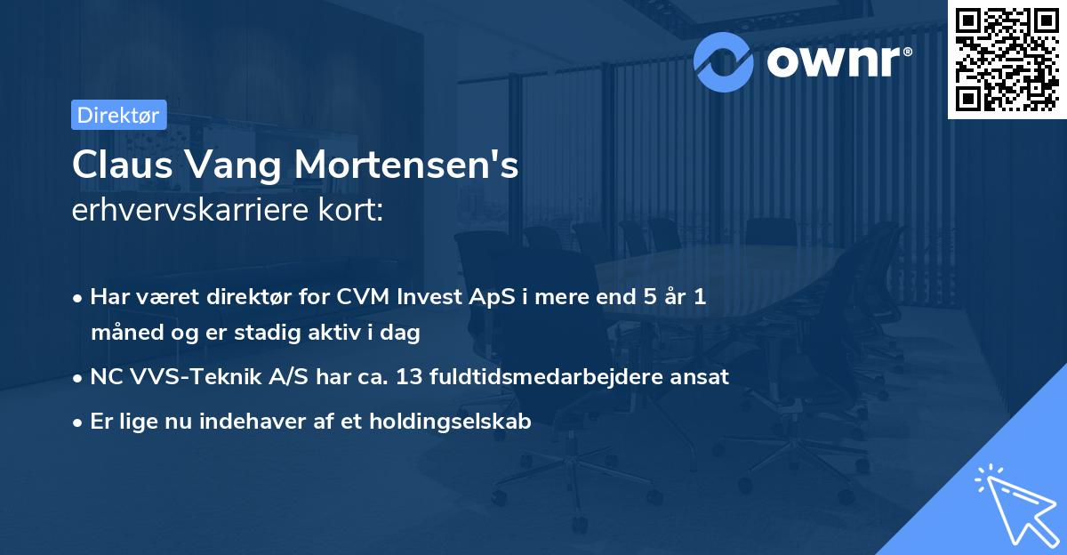 Claus Vang Mortensen's erhvervskarriere kort