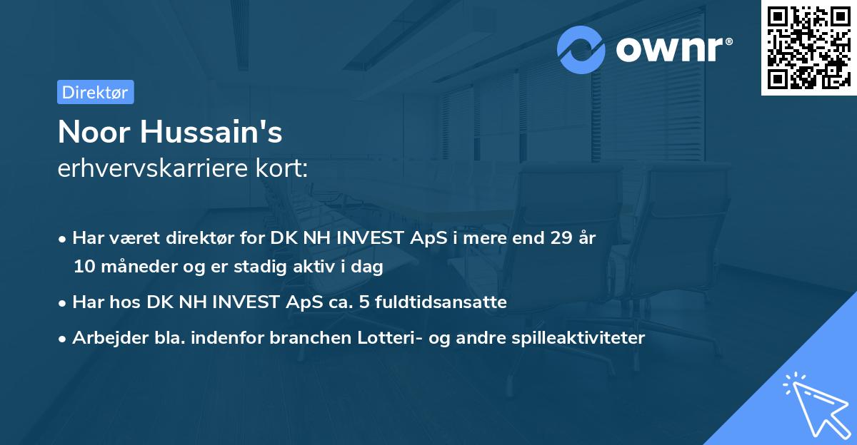 Noor Hussain's erhvervskarriere kort