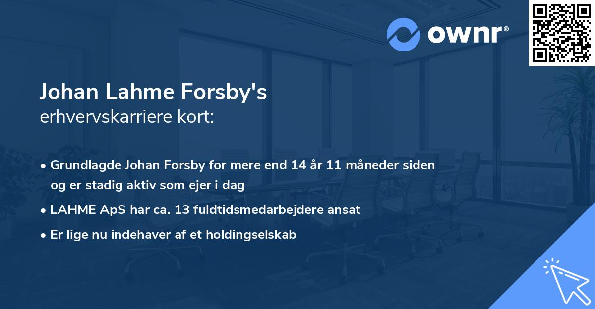 Johan Lahme Forsby's erhvervskarriere kort