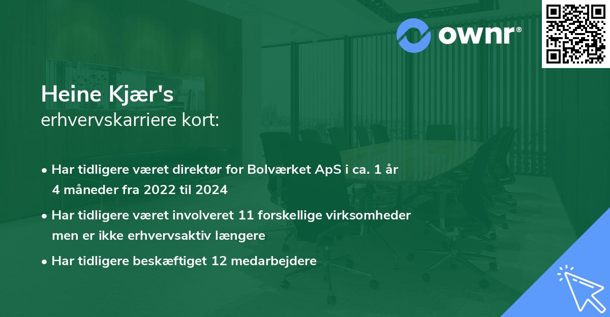 Heine Kjær's erhvervskarriere kort