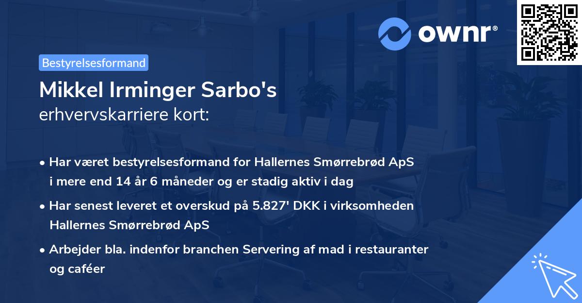 Mikkel Irminger Sarbo's erhvervskarriere kort
