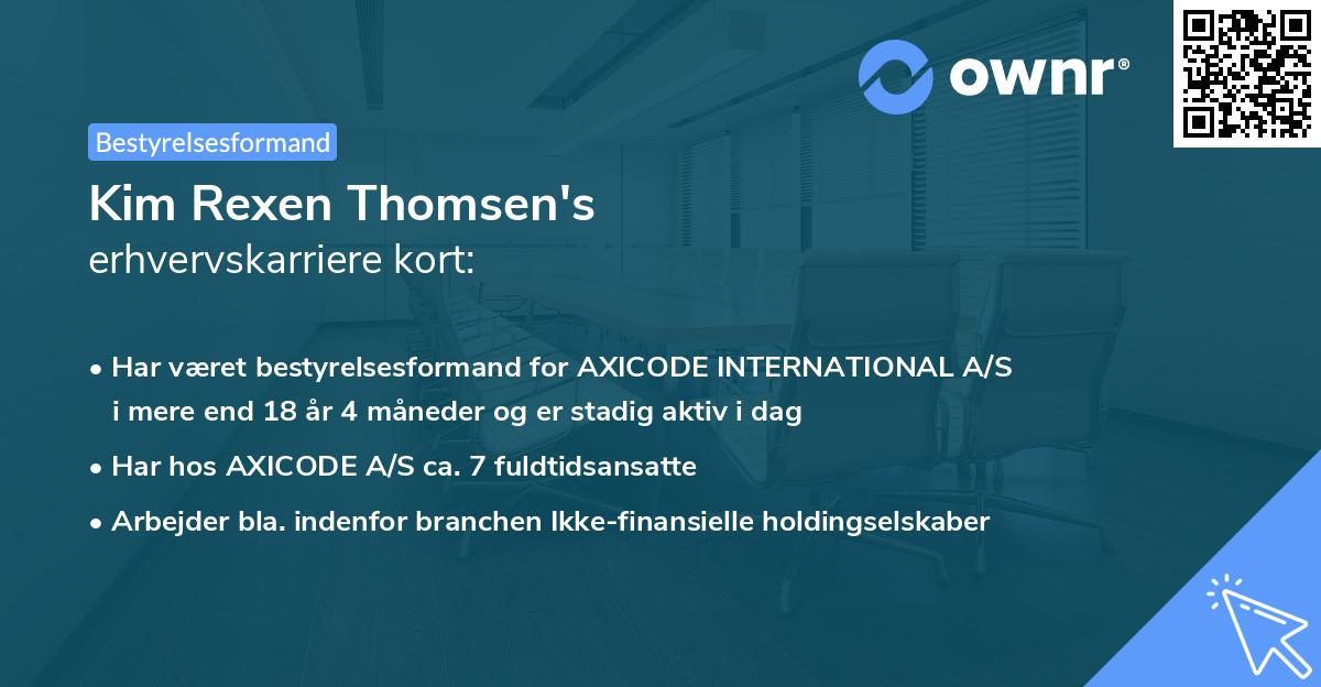 Kim Rexen Thomsen's erhvervskarriere kort