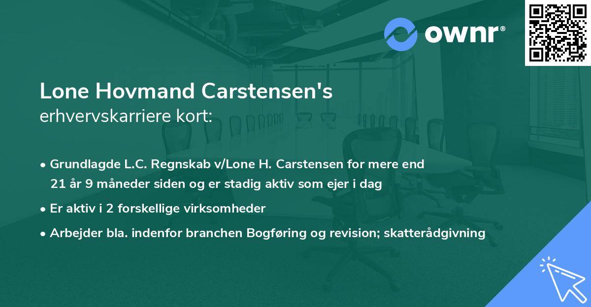 Lone Hovmand Carstensen's erhvervskarriere kort