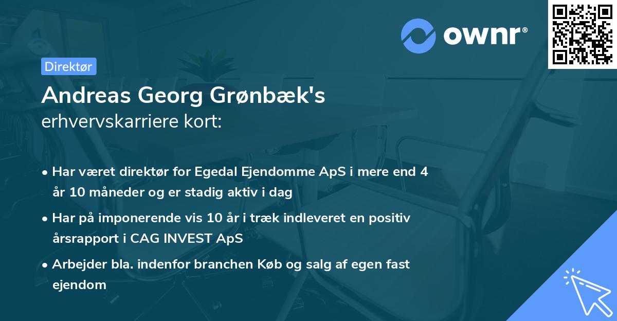 Andreas Georg Grønbæk's erhvervskarriere kort