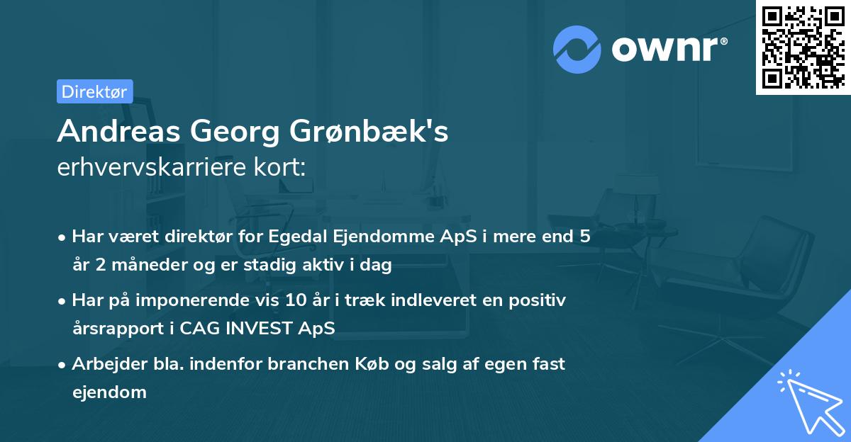 Andreas Georg Grønbæk's erhvervskarriere kort