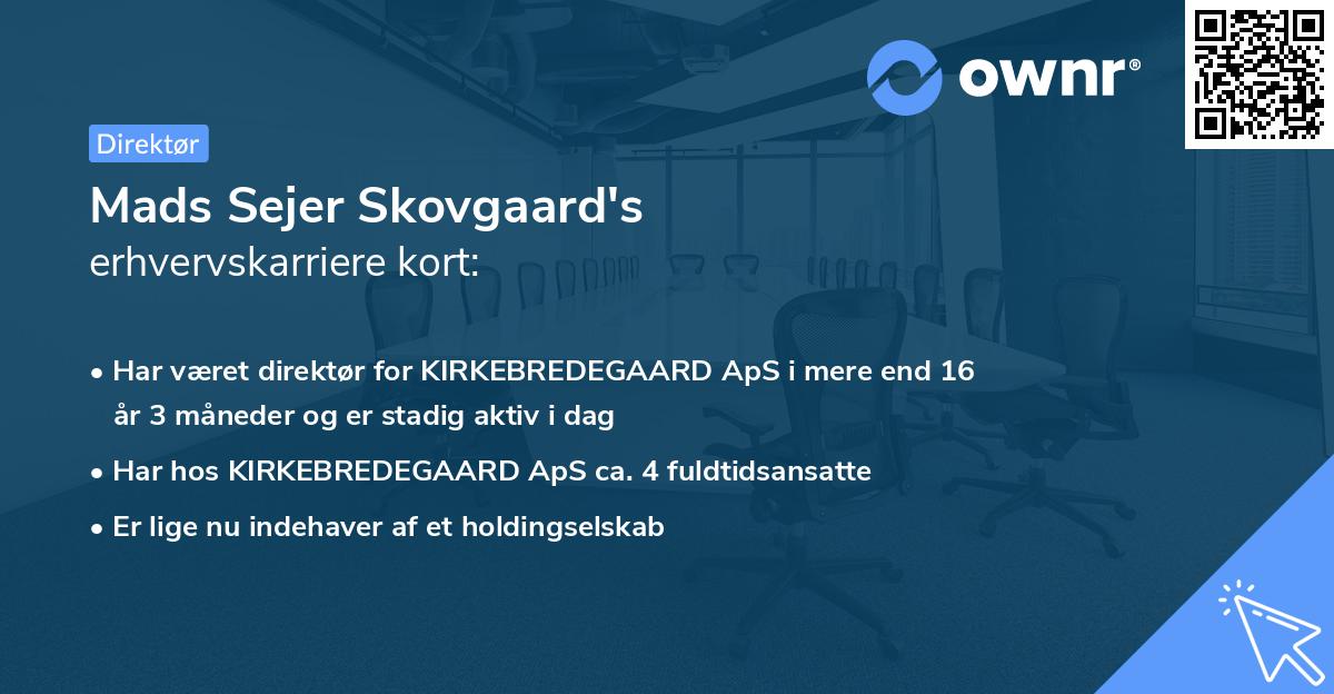 Mads Sejer Skovgaard's erhvervskarriere kort