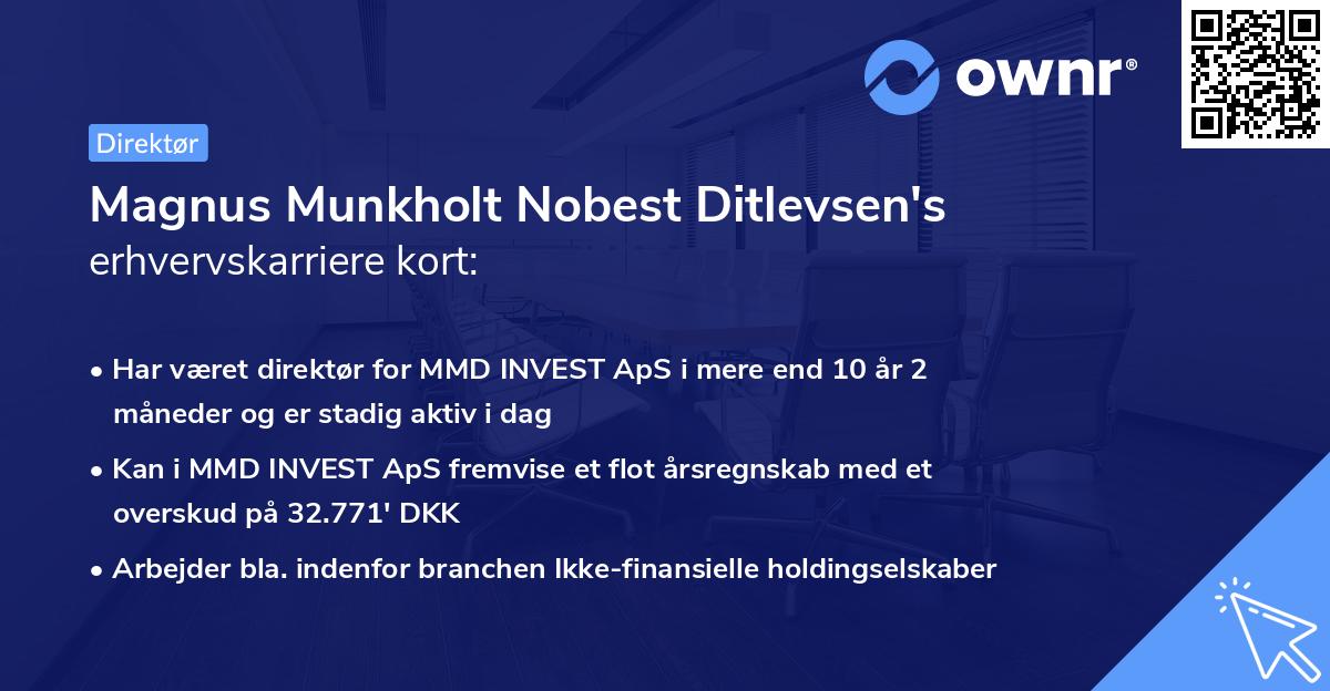 Magnus Munkholt Nobest Ditlevsen's erhvervskarriere kort