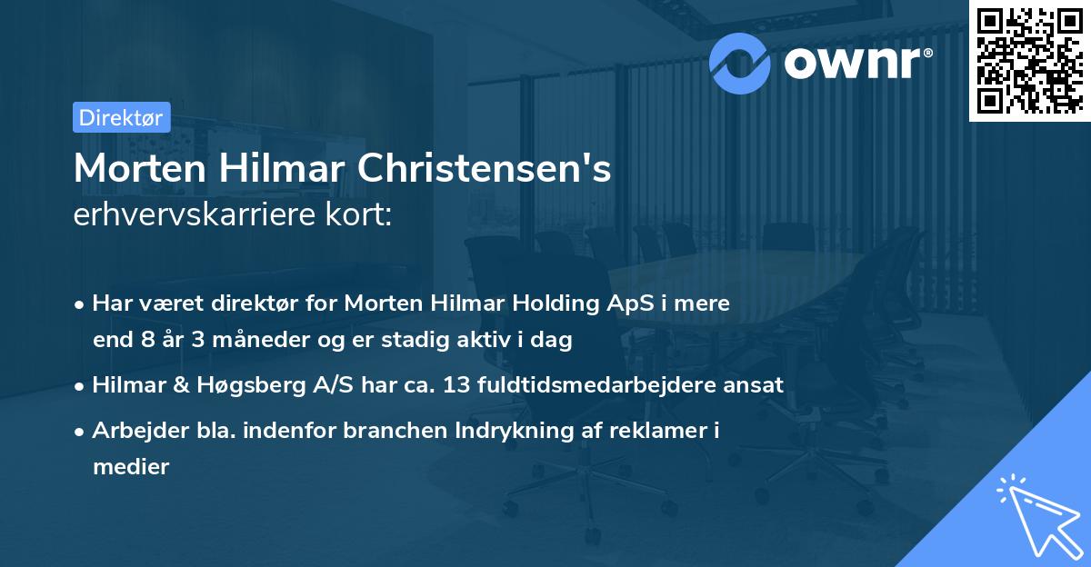 Morten Hilmar Christensen's erhvervskarriere kort