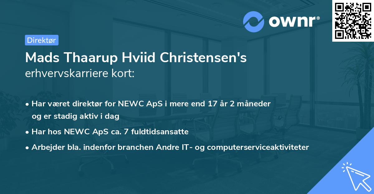 Mads Thaarup Hviid Christensen's erhvervskarriere kort
