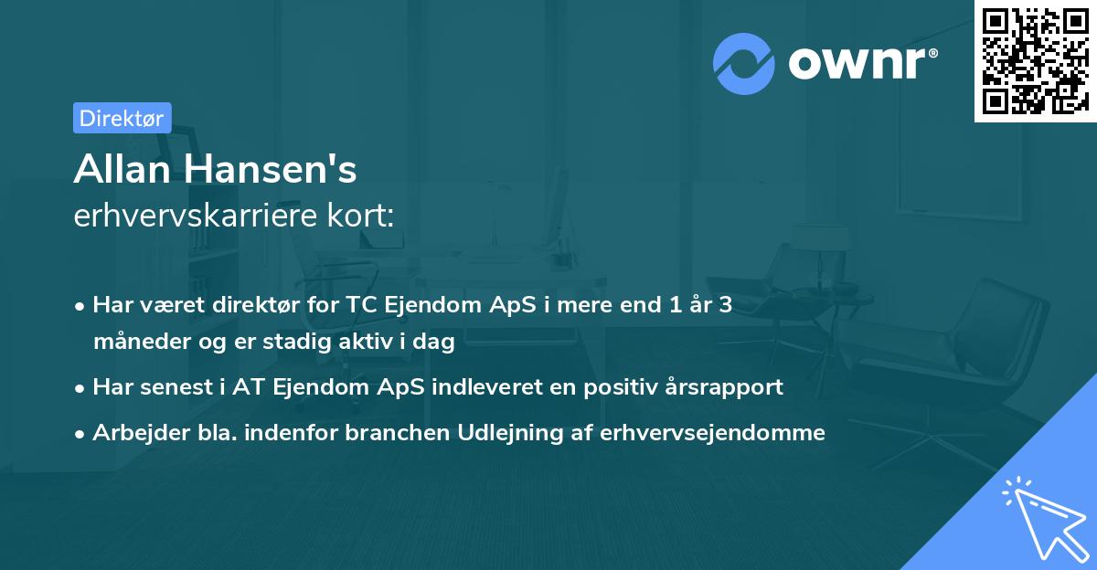 Allan Hansen's erhvervskarriere kort