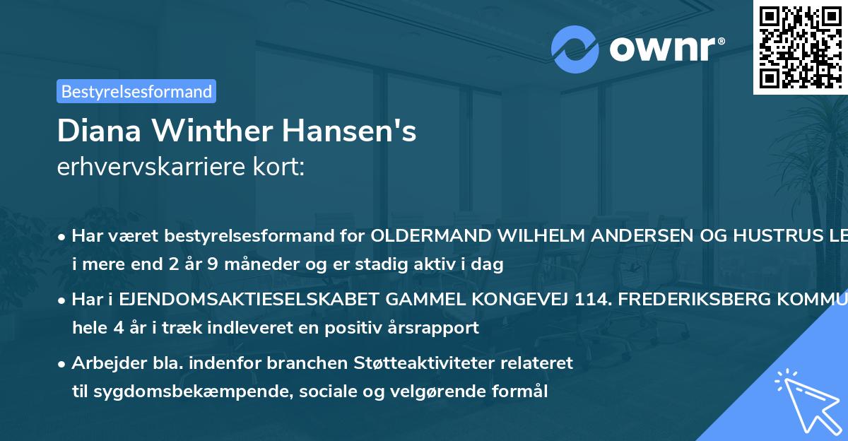 Diana Winther Hansen's erhvervskarriere kort