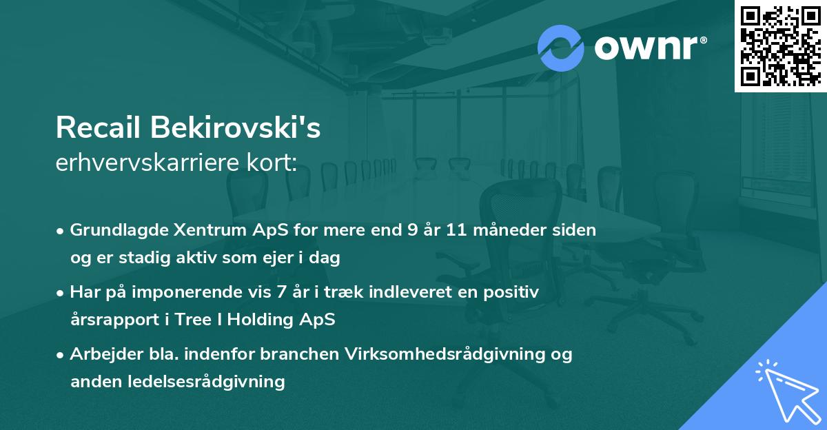Recail Bekirovski's erhvervskarriere kort