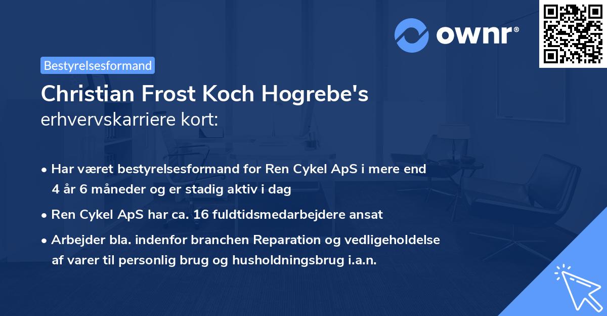 Christian Frost Koch Hogrebe's erhvervskarriere kort