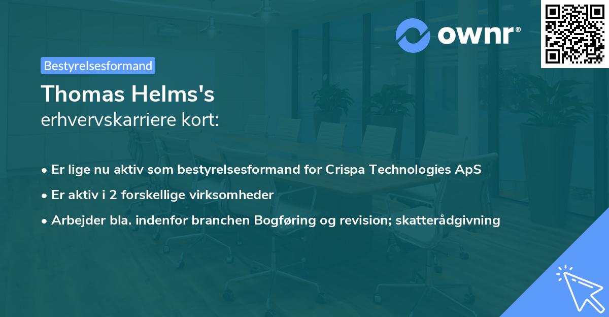 Thomas Helms's erhvervskarriere kort