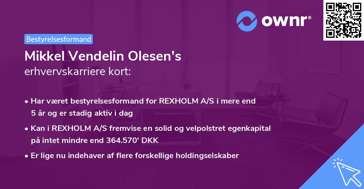 Mikkel Vendelin Olesen's erhvervskarriere kort