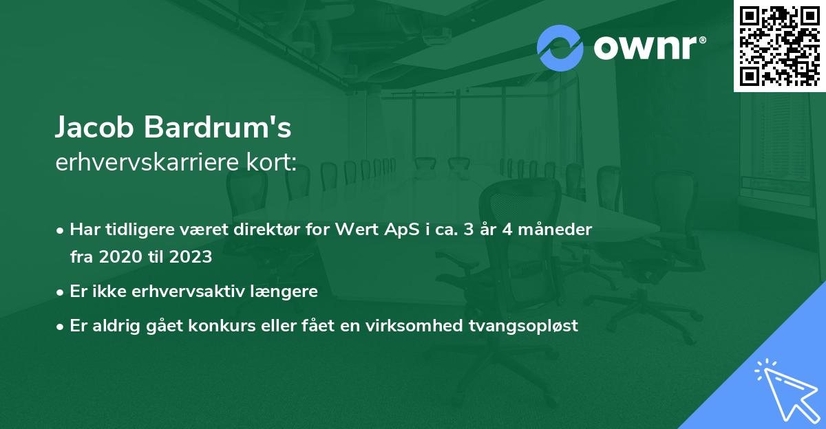 Jacob Bardrum's erhvervskarriere kort