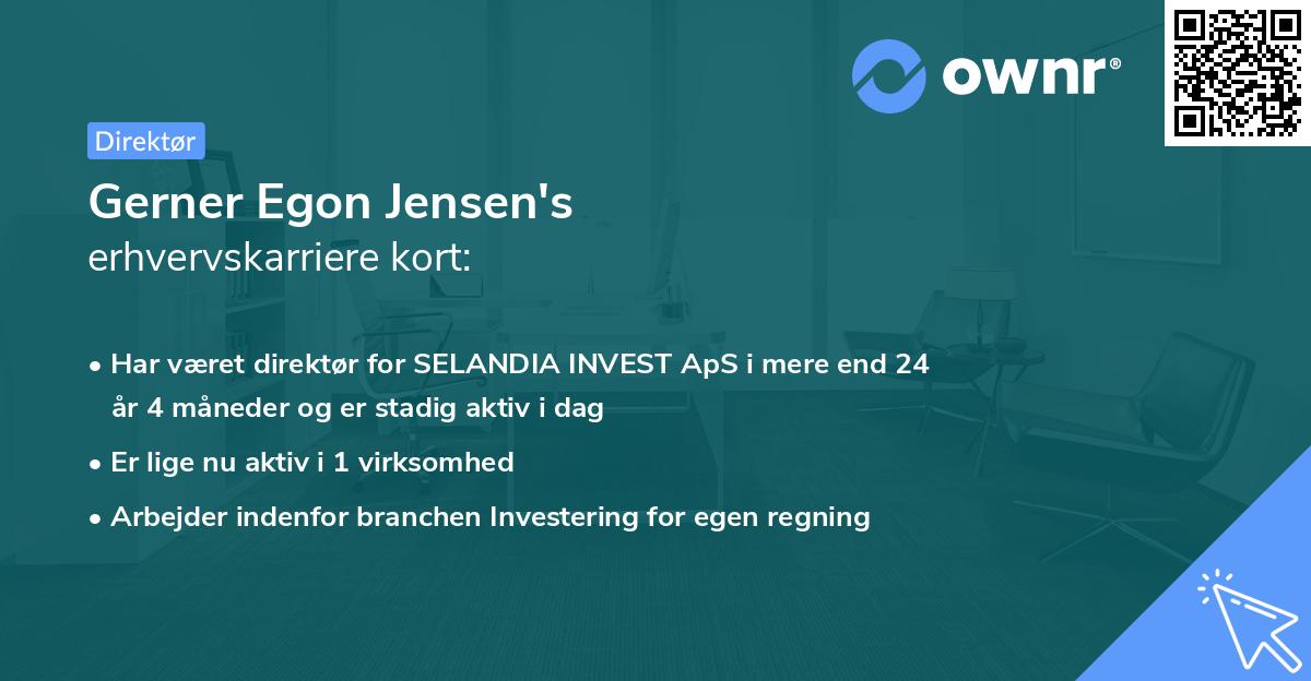Gerner Egon Jensen's erhvervskarriere kort