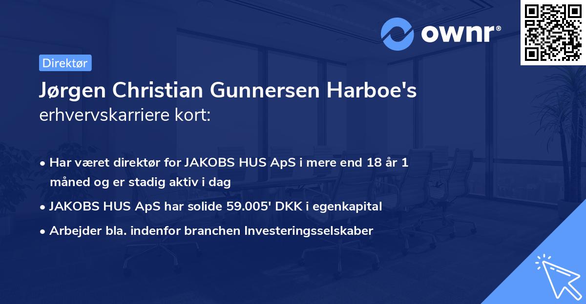 Jørgen Christian Gunnersen Harboe's erhvervskarriere kort