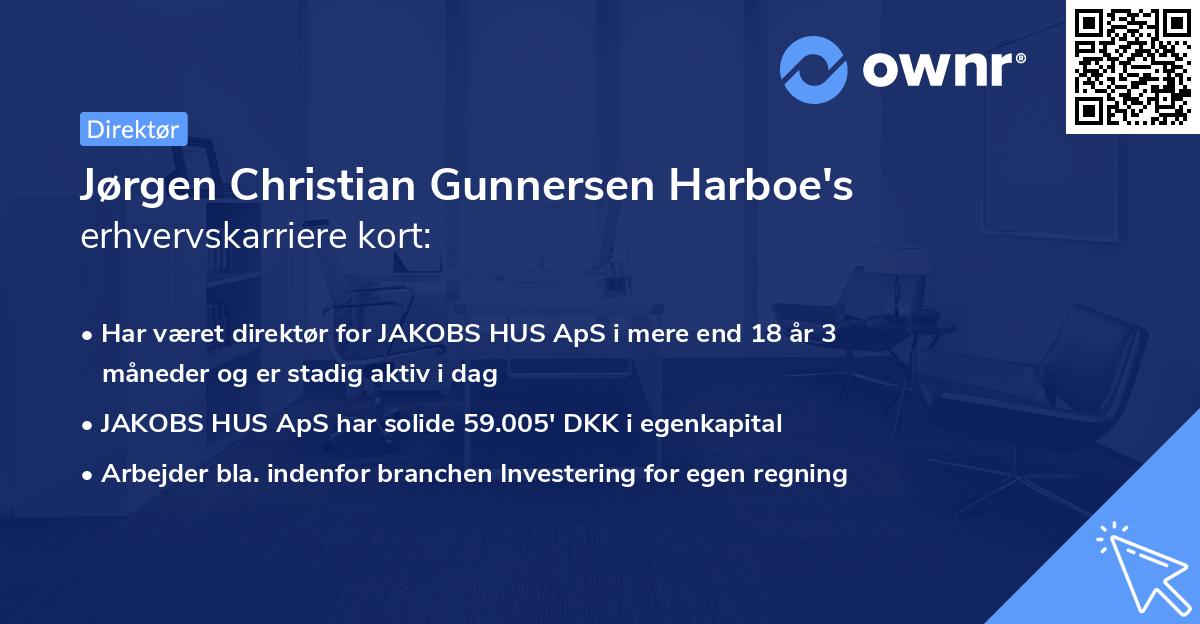 Jørgen Christian Gunnersen Harboe's erhvervskarriere kort