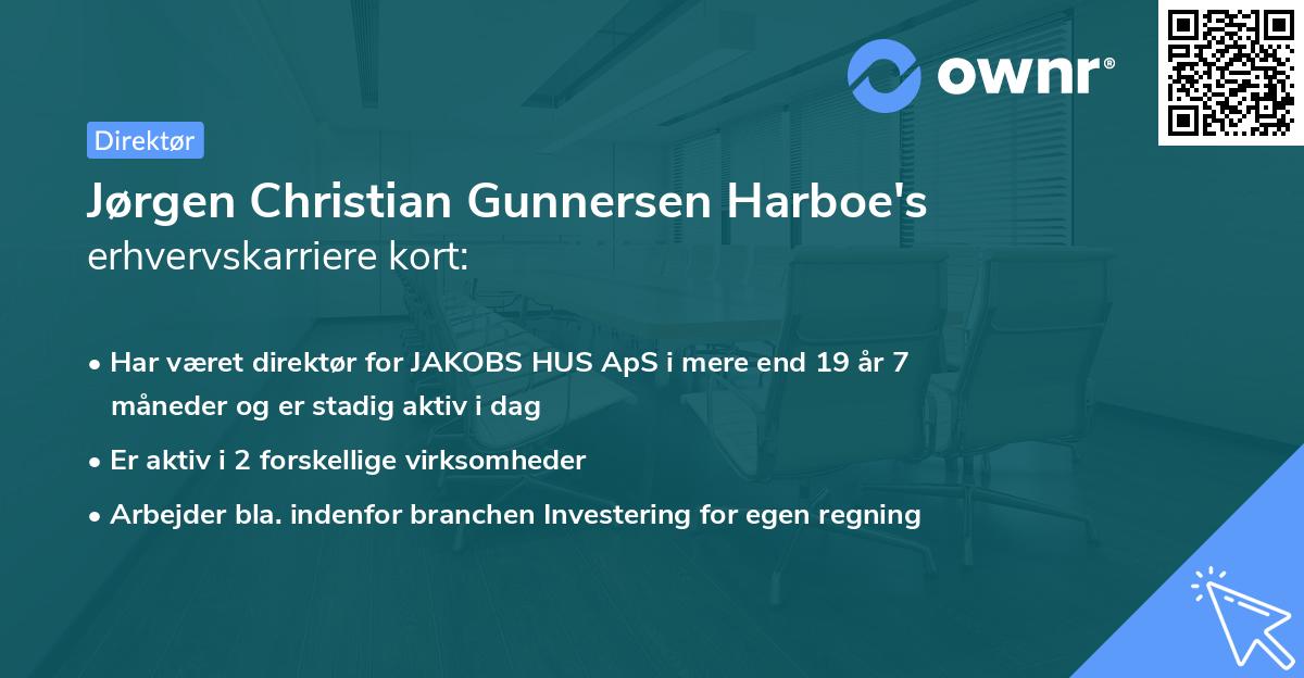 Jørgen Christian Gunnersen Harboe's erhvervskarriere kort