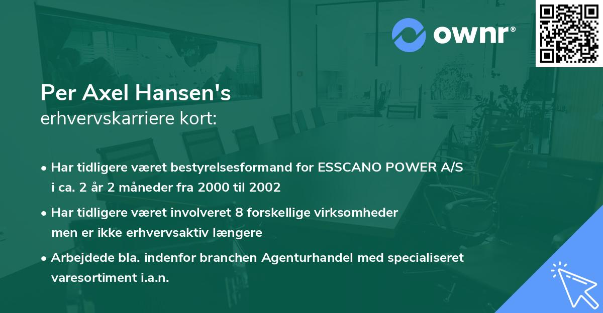 Per Axel Hansen's erhvervskarriere kort