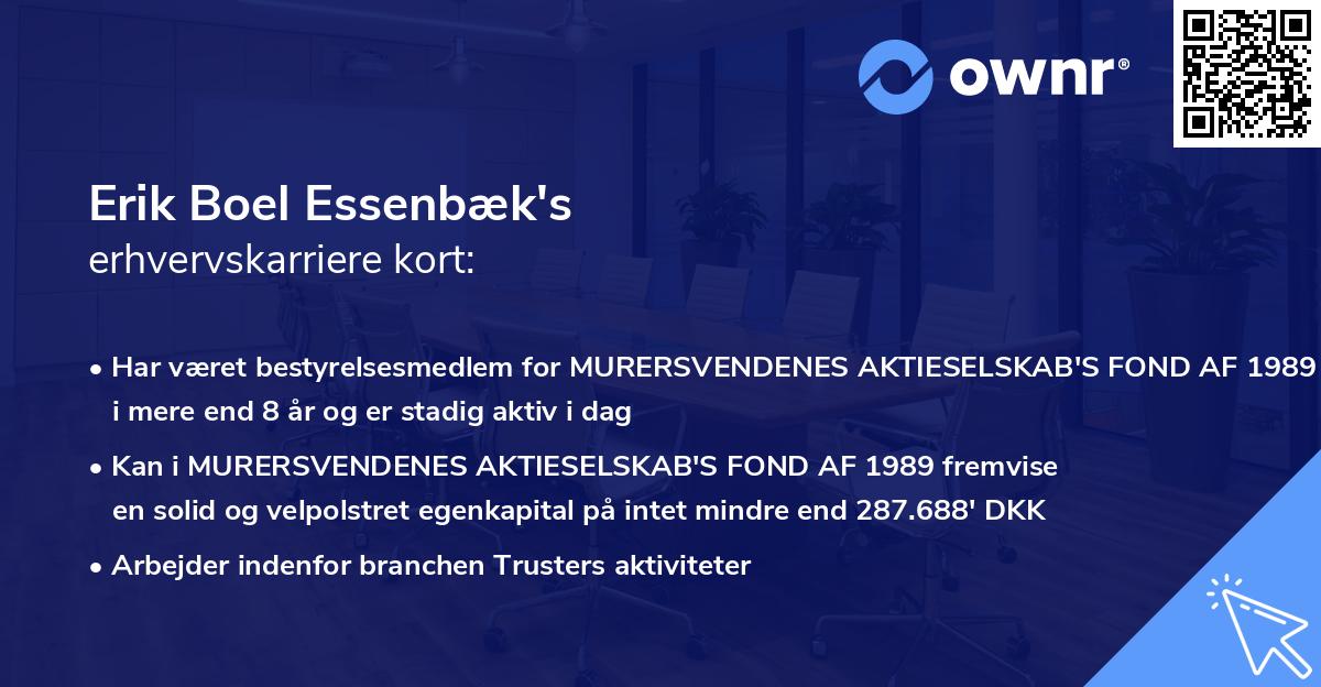 Erik Boel Essenbæk's erhvervskarriere kort