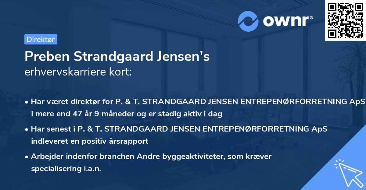 Preben Strandgaard Jensen's erhvervskarriere kort