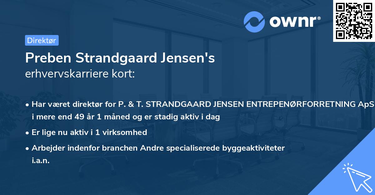 Preben Strandgaard Jensen's erhvervskarriere kort