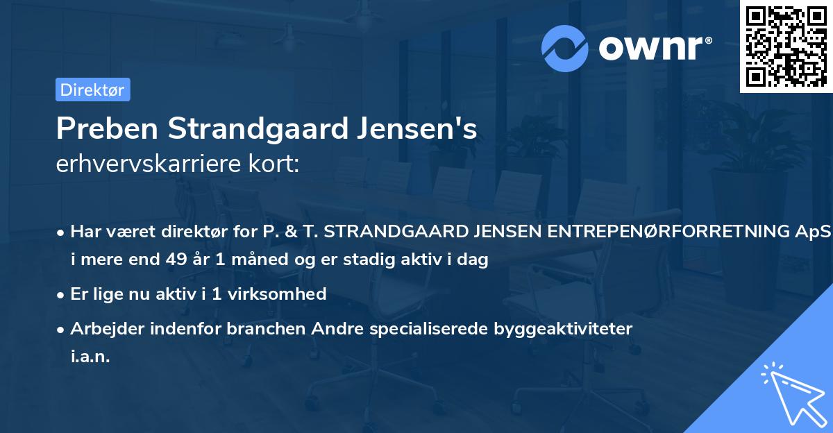 Preben Strandgaard Jensen's erhvervskarriere kort