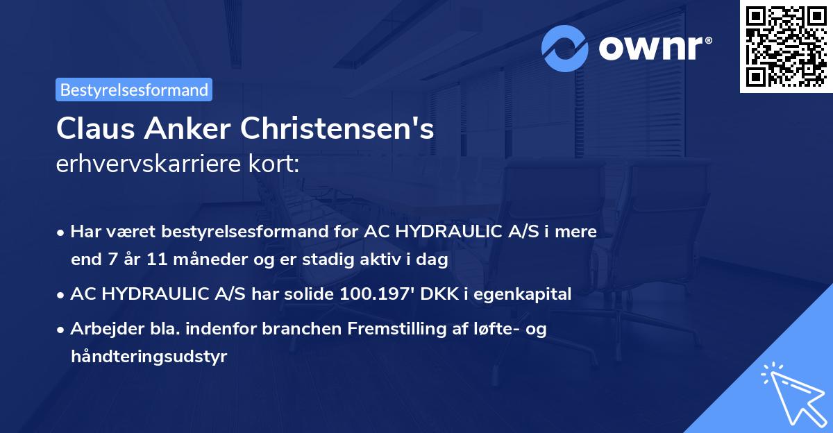 Claus Anker Christensen's erhvervskarriere kort