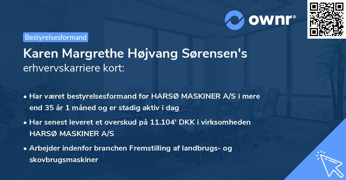 Karen Margrethe Højvang Sørensen's erhvervskarriere kort