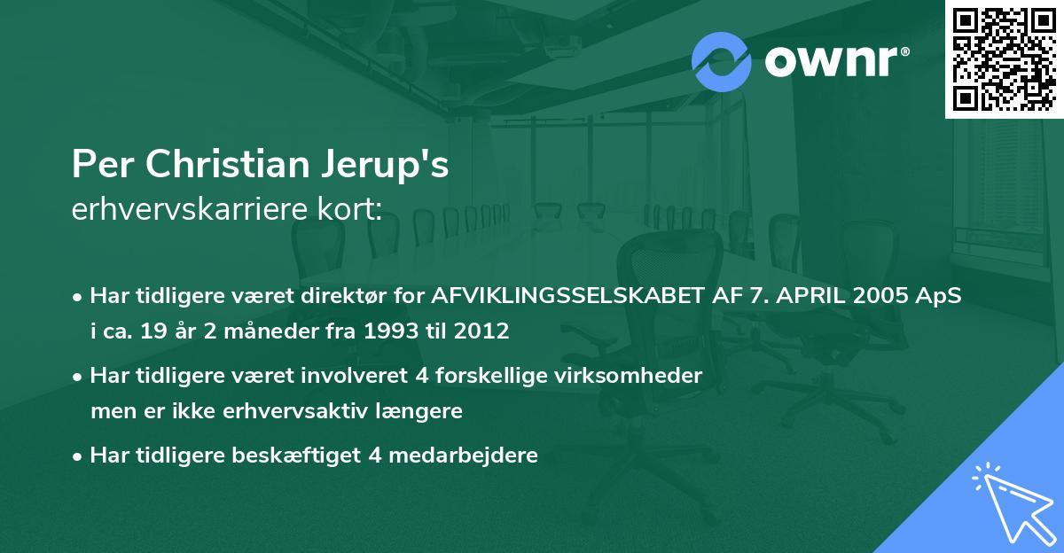 Per Christian Jerup's erhvervskarriere kort