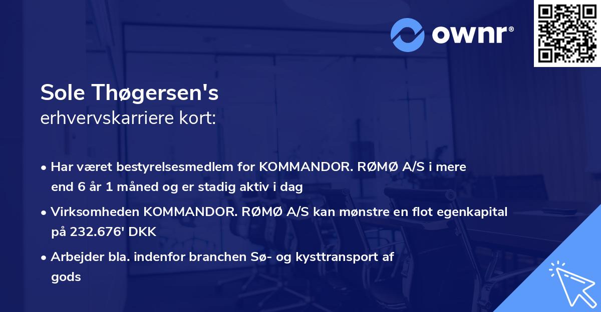 Sole Thøgersen's erhvervskarriere kort