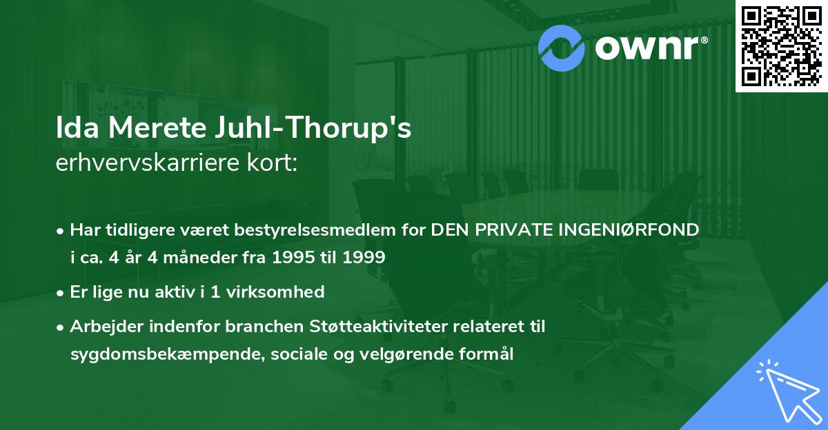 Ida Merete Juhl-Thorup's erhvervskarriere kort