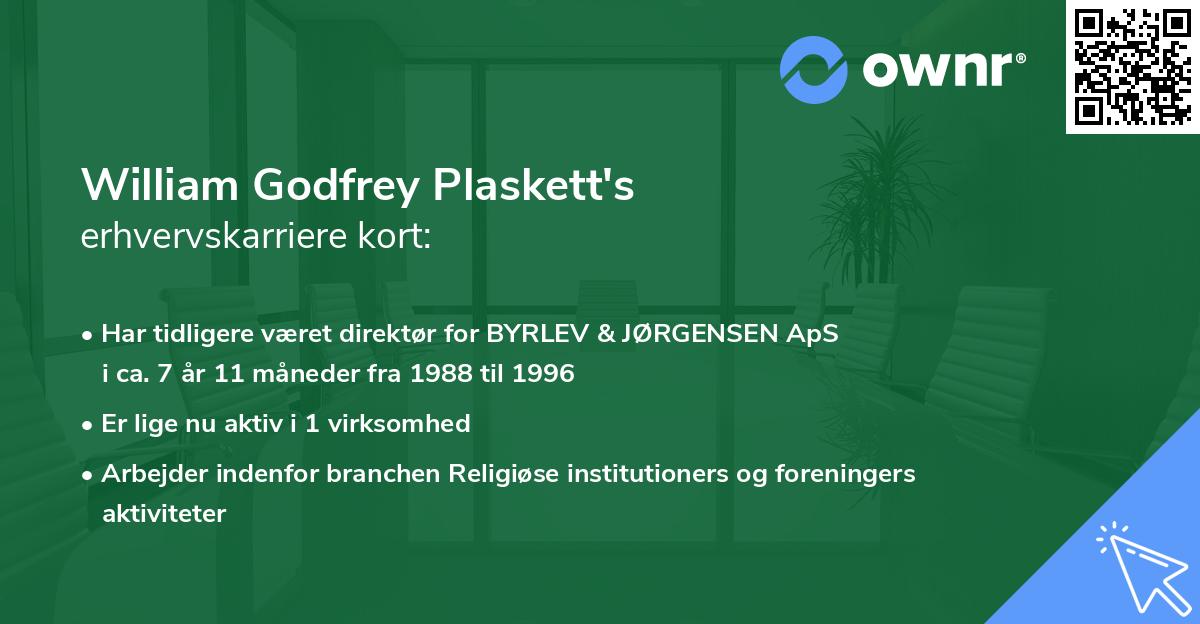 William Godfrey Plaskett's erhvervskarriere kort