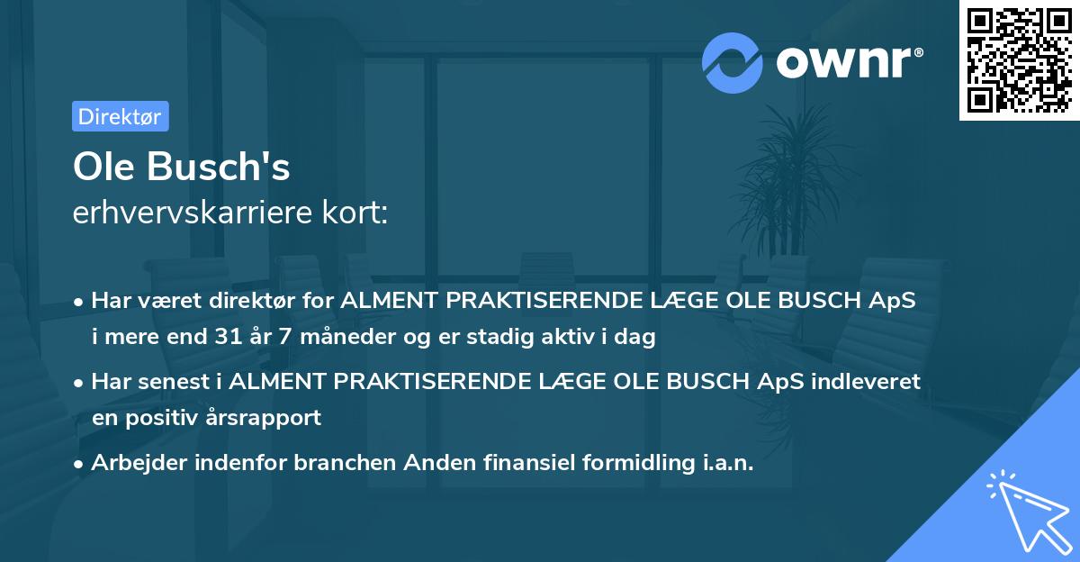Ole Busch's erhvervskarriere kort