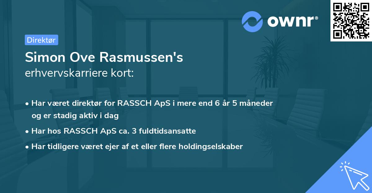 Simon Ove Rasmussen's erhvervskarriere kort