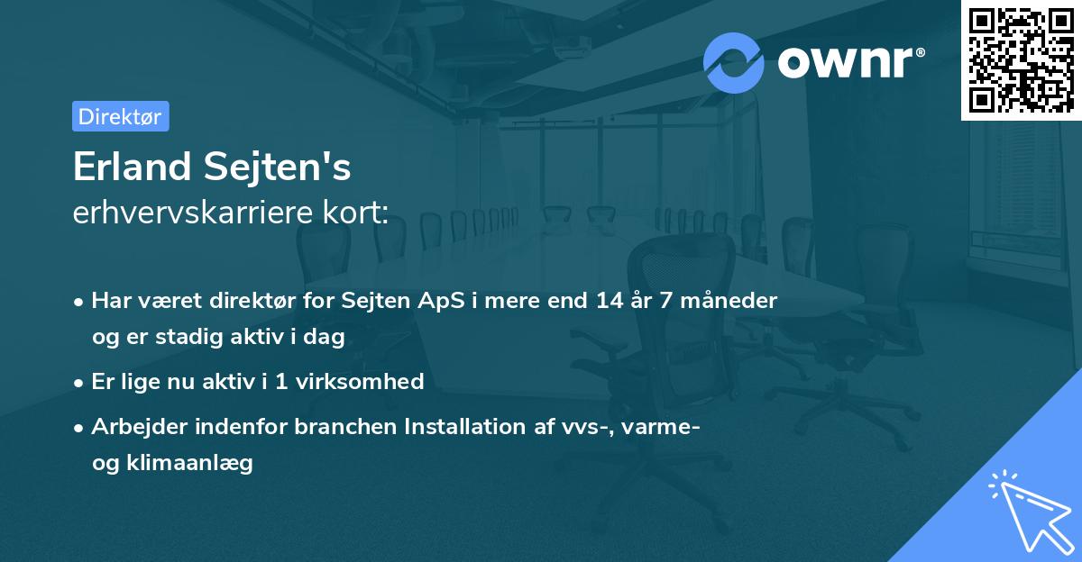 Erland Sejten's erhvervskarriere kort
