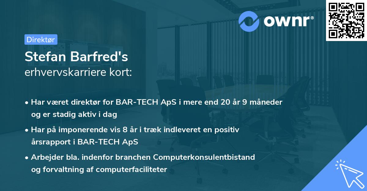 Stefan Barfred's erhvervskarriere kort