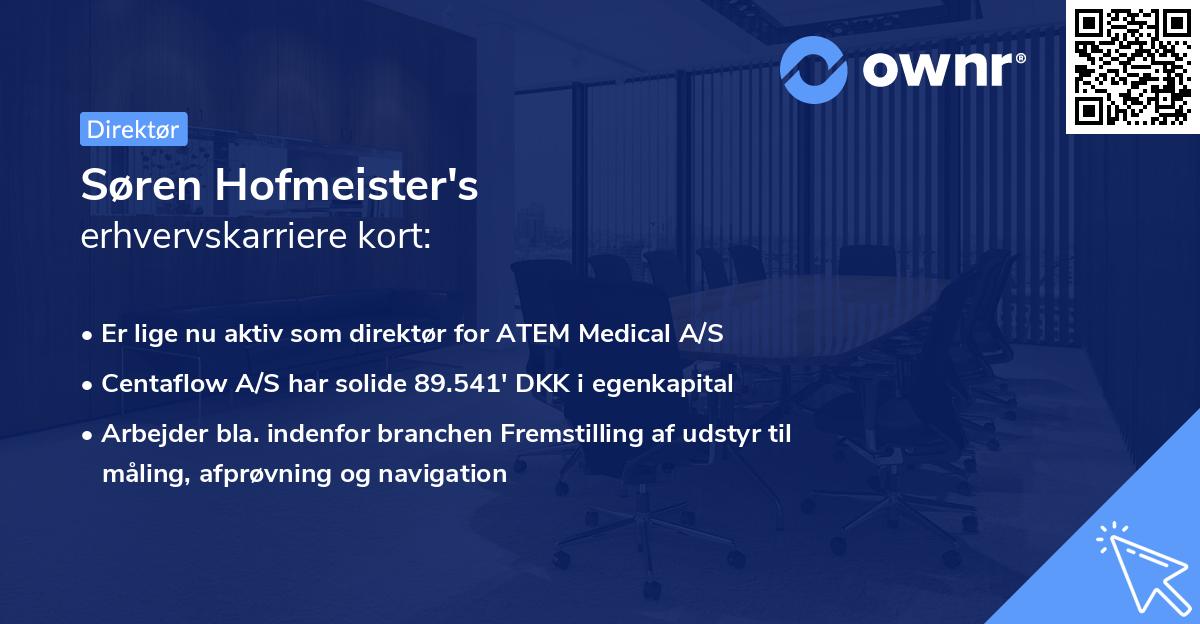 Søren Hofmeister's erhvervskarriere kort