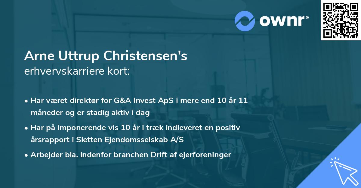 Arne Uttrup Christensen's erhvervskarriere kort