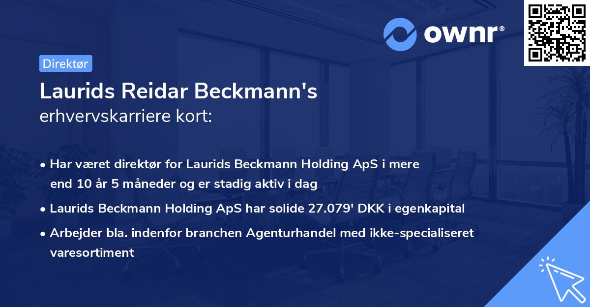 Laurids Reidar Beckmann's erhvervskarriere kort